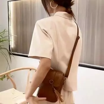 Винтажная сумка через плечо с кисточками для женщин, сумка через плечо из искусственной кожи, кошелек для телефона, модная маленькая квадратная сумка, мини-сумка-мессенджер 14x7x21cm коричневый