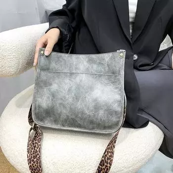 Винтажная сумка через плечо с мраморным принтом для женщин, легкая, вместительная сумка через плечо из искусственной кожи с леопардовым ремешком для повседневного использования