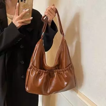 Винтажная сумка через плечо женская плиссированная сумка для поездок на работу через плечо чёрный