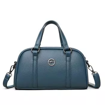 Винтажная сумка через плечо женская сумка-бостон для поездок на работу однотонная сумка через плечо синий