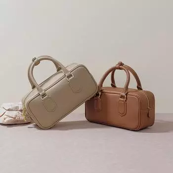 Винтажная сумка для боулинга из коровьей кожи, новая универсальная переносная сумка-подушка, модная кожаная сумка через плечо