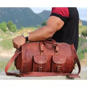 Винтажная сумка для выходных на ночь коньячная кожаная спортивная сумка для путешествий в спортзал подлинный багаж 24 x 10 x 10 in коричневый