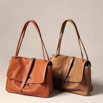 Винтажная сумка из натуральной кожи, портативная сумка через плечо для женщин, весна 2025 г., новая универсальная сумка через плечо и подмышку Size S