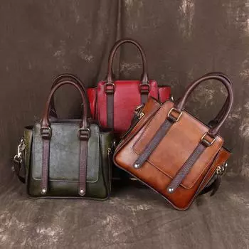 Винтажная сумка из воловьей кожи с текстурой, коричневая женская сумка через плечо, городская простая модная сумка на одно плечо 26*11*22 зелёный