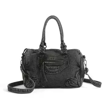 Винтажная сумка кроссбоди большой вместимости женская сумка джинсовая сумка чёрный