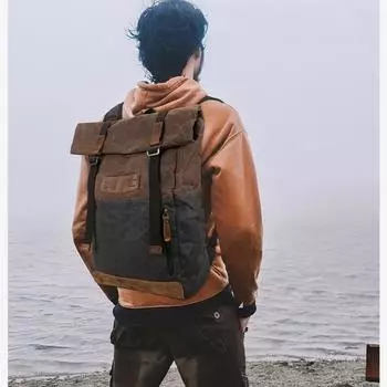 Винтажная сумка масляный воск холст рюкзак походный рюкзак студенческая школьная сумка из конской кожи походная мужская сумка кофейный