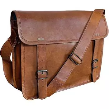 Винтажная сумка-мессенджер для ноутбука из натуральной кожи ручной работы для мужчин и женщин - сумка для ноутбука из натуральной кожи, офисная сумка на плечо 14 x 10 x 4 in коричневый