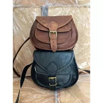 Винтажная сумка-мессенджер из кожи седла через плечо ручной работы из кожи. Выберите черный/коричневый цвет 9 x 7 x 3 in коричневый/чёрный