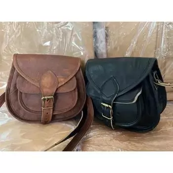 Винтажная сумка-мессенджер из кожи седла через плечо ручной работы из кожи. Выберите черный/коричневый цвет 9 x 7 x 3 in коричневый/чёрный