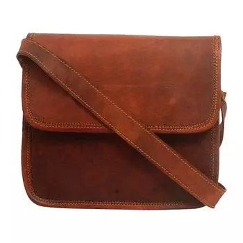 Винтажная сумка-мессенджер из натуральной кожи, на плечо, мужская, школьный портфель, женская 9 x 7 x 3 in