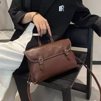 Винтажная сумка-мессенджер Premium Sensible Top Layer из коровьей кожи, сумка через плечо для поездок на работу, универсальная сумка через плечо для женщин чёрный