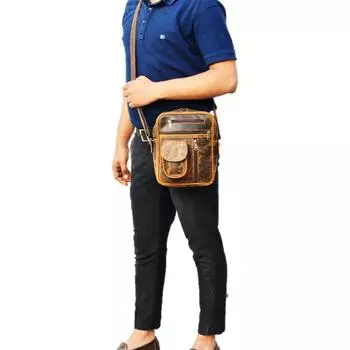 Винтажная сумка-мессенджер ручной работы через плечо с ремешком Buff для мужчин и женщин 10 x 8 x 3 in коричневый