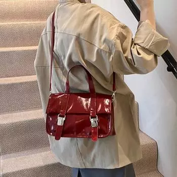 Винтажная сумка Pitot из масляного воска для женщин, простая, портативная, большая сумка через плечо, вместительная, подмышечная сумка красный