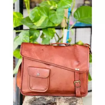 Винтажная сумка-портфель ручной работы из кожи Aprove для ноутбука 15 x 11 x 4 in коричневый