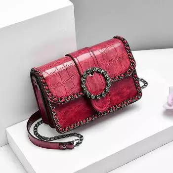 Винтажная сумка с клапаном под крокодила, фирменная маленькая кожаная сумка-мессенджер с квадратной застежкой и ромбовидной застежкой