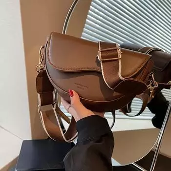 Винтажная сумка-седло для женщин, модная сумка через плечо под мышкой, застежка на пряжку, отделка по краям, сумка через плечо под мышкой коричневый