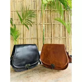 Винтажная сумка-седло из кожи коричневого/черного цвета, сумка-мессенджер через плечо 9 x 7 x 3 in коричневый/чёрный