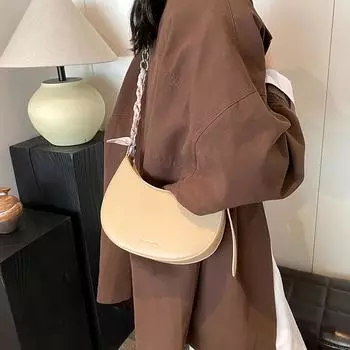 Винтажная сумка-седло высокого класса 2024 года, новая нишевая модная повседневная сумка через плечо, модная универсальная сумка-мессенджер белый