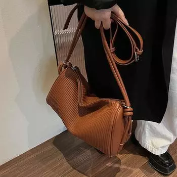 Винтажная сумка-сумка женская модная сумка через подмышку премиум-фактура повседневная сумка-тоут коричневый