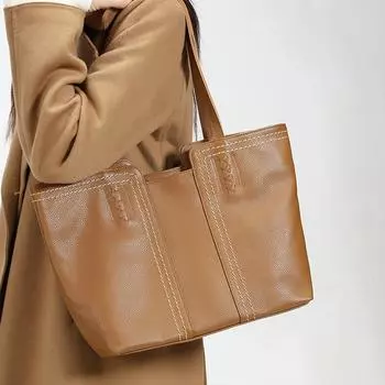 Винтажная сумка-тоут большой вместимости из натуральной кожи, универсальная сумка через плечо для женщин чёрный