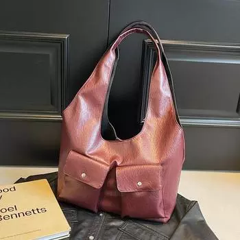 Винтажная сумка-тоут Commuter большой емкости, женская зимняя модная универсальная сумка через плечо с множеством карманов 40*11*23 коричневый