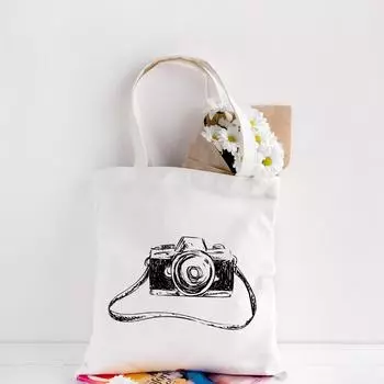 Винтажная сумка-тоут для фотоаппарата, милая сумка на плечо с графикой в стиле ретро, сумки большой емкости