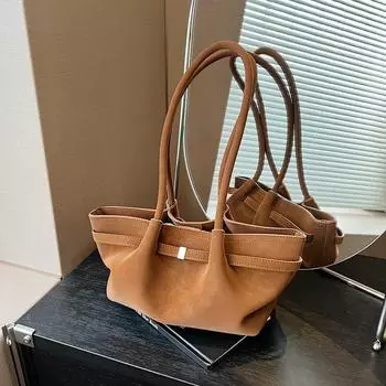 Винтажная сумка-тоут из искусственной кожи, женская зимняя модная простая универсальная сумка через плечо, повседневная сумка через подмышку для поездок на работу 33*13*16 красный