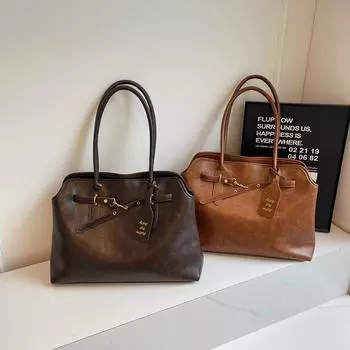 Винтажная сумка-тоут из мягкой кожи для женщин, сумка через плечо большой емкости для подмышек кофейный