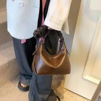 Винтажная сумка-тоут Lazy Wind, женская модная сумка-пельмень, повседневная сумка через плечо для поездок на работу и обратно коричневый