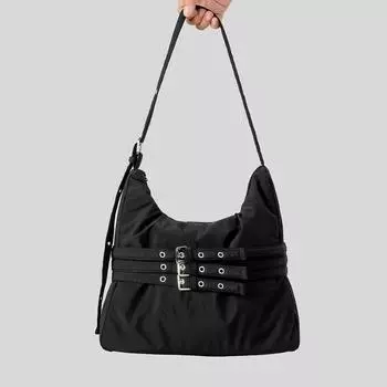 Винтажная сумка-тоут Ocean, большая вместительная сумка-ведро, мягкая нейлоновая сумка для мотоцикла, повседневная сумка под мышкой чёрный