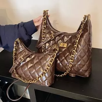 Винтажная сумка-тоут с бриллиантовой цепочкой, женская сумка, универсальная сумка для поездок на работу, сумка через плечо