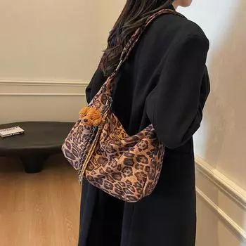 Винтажная сумка-тоут с леопардовым принтом, женская сумка через плечо большой вместимости, мягкая кожаная сумка через плечо чёрный