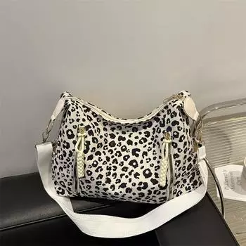 Винтажная сумка-тоут с леопардовым принтом, женская повседневная сумка-мессенджер для работы и дальних поездок, замшевая сумка через плечо большой емкости коричневый