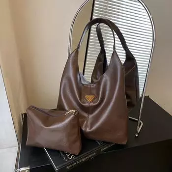 Винтажная сумка-тоут Slack, женская зимняя, большая вместимость, универсальная, сумка через плечо для поездок на работу коричневый