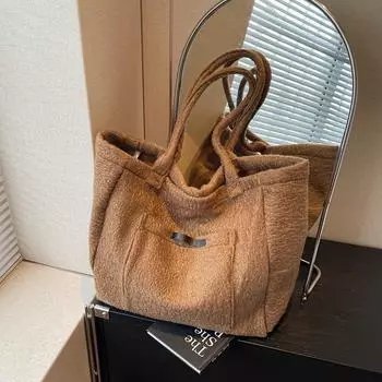 Винтажная сумка-тоут женская большая вместительная сумка через плечо чёрный