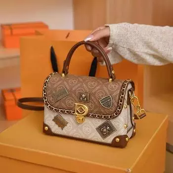 Винтажная сумка в стиле пэчворк для девочек, сумка на плечо с тиснением, европейская и американская эмблема, женская сумка через плечо, маленькая квадратная, Ba fashion