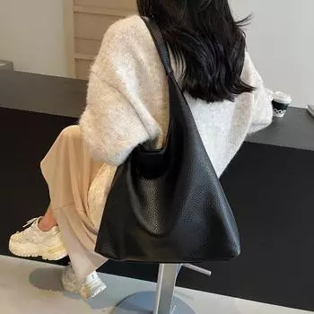 Винтажная сумка в студенческом стиле, вместительная, женская, осень-зима 2024 года, новая сумка-тоут Maillard с застежкой-молнией чёрный