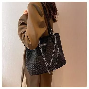 Винтажная сумка, женская сумка, фактурная сумка через плечо, сумка через плечо с индивидуальным каменным узором One Size чёрный