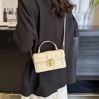 Винтажная сумка, женская сумка, фактурная сумка через плечо, сумка через плечо с индивидуальным каменным узором One Size белый