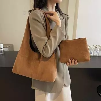 Винтажная сумка женская сумка-тоут большая вместительная сумка через плечо чёрный