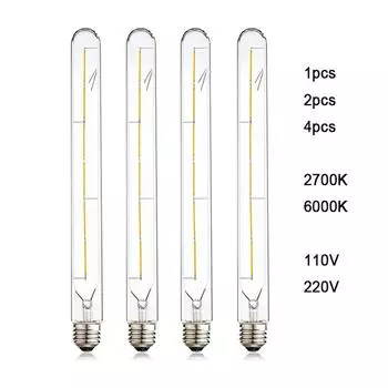 Винтажная светодиодная лампа накаливания T300 110 В 220 В 6 Вт 2700 К теплый белый 6000 К холодный белый Длинная трубчатая лампа E27 Эдисона 120 В 240 В 110V 2700K
