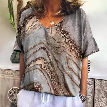 Винтажная текстурированная женская футболка, топы, полосатая блузка, футболки в стиле Харадзюку с короткими рукавами, женская летняя толстовка с v-образным вырезом, дизайнерская одежда XL