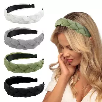 Винтажная ткань твист плетеный ободок для волос однотонный цвет Хари обруч для женщин модные аксессуары для волос чёрный