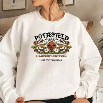 Винтажная толстовка Pottsfield Harvest Festival Over The Garden Wall Hoodie Pumpkin Halloween Fall Sweatshirt Retro S чёрный