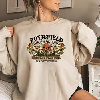 Винтажная толстовка Pottsfield Harvest Festival Over The Garden Wall Hoodie Pumpkin Halloween Fall Sweatshirt Retro Halloween Top L серый