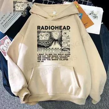 Винтажная толстовка с капюшоном Radiohead, унисекс, модные большие толстовки с капюшоном, детская толстовка с капюшоном в готическом стиле в стиле хип-хоп, женская толстовка с капюшоном Radiohead, пальто для мальчиков 2XL