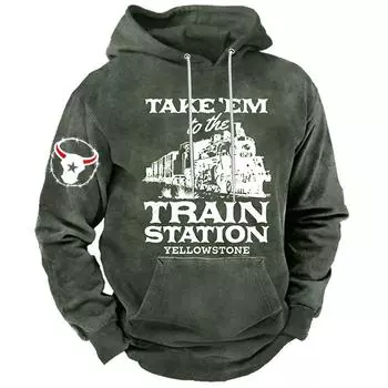Винтажная толстовка с капюшоном Yellowstone с 3D-принтом, мужская толстовка с капюшоном, повседневная уличная одежда, унисекс, пуловеры, модный спортивный костюм больших размеров S