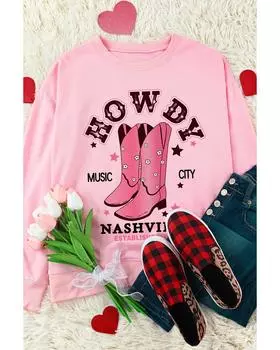 Винтажная толстовка в стиле вестерн Azura Exchange NASHVILLE S розовый