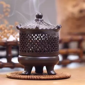 Винтажная трехногая курильница для благовоний Китайская курильница для благовоний Дзен Гутта Керамическая чайная церемония Дзен Украшение для дома