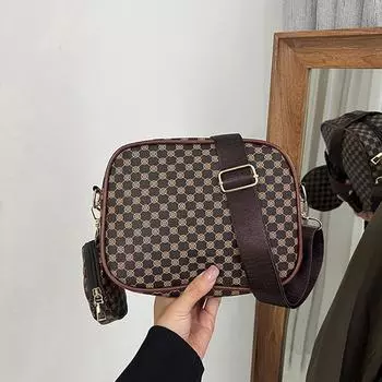 Винтажная трендовая квадратная сумка через плечо с небольшим узором из искусственной кожи, женская сумка через плечо 19.5x7.5x15.5cm хаки